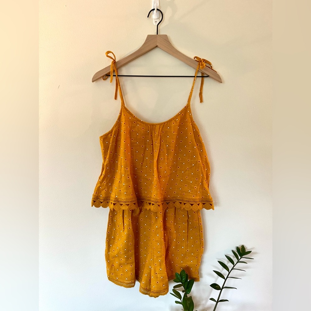 American Eagle/ Aerie Gauze Romper w/ Embroidery